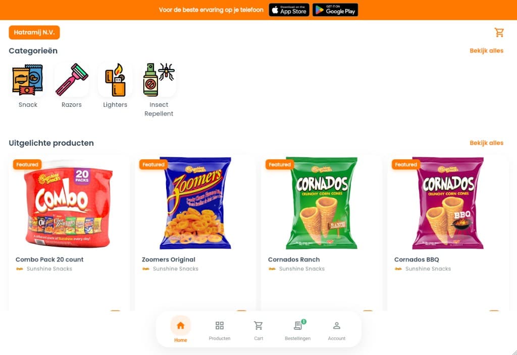 Gemak.sr Sales storefront with categories, featured products, and orders